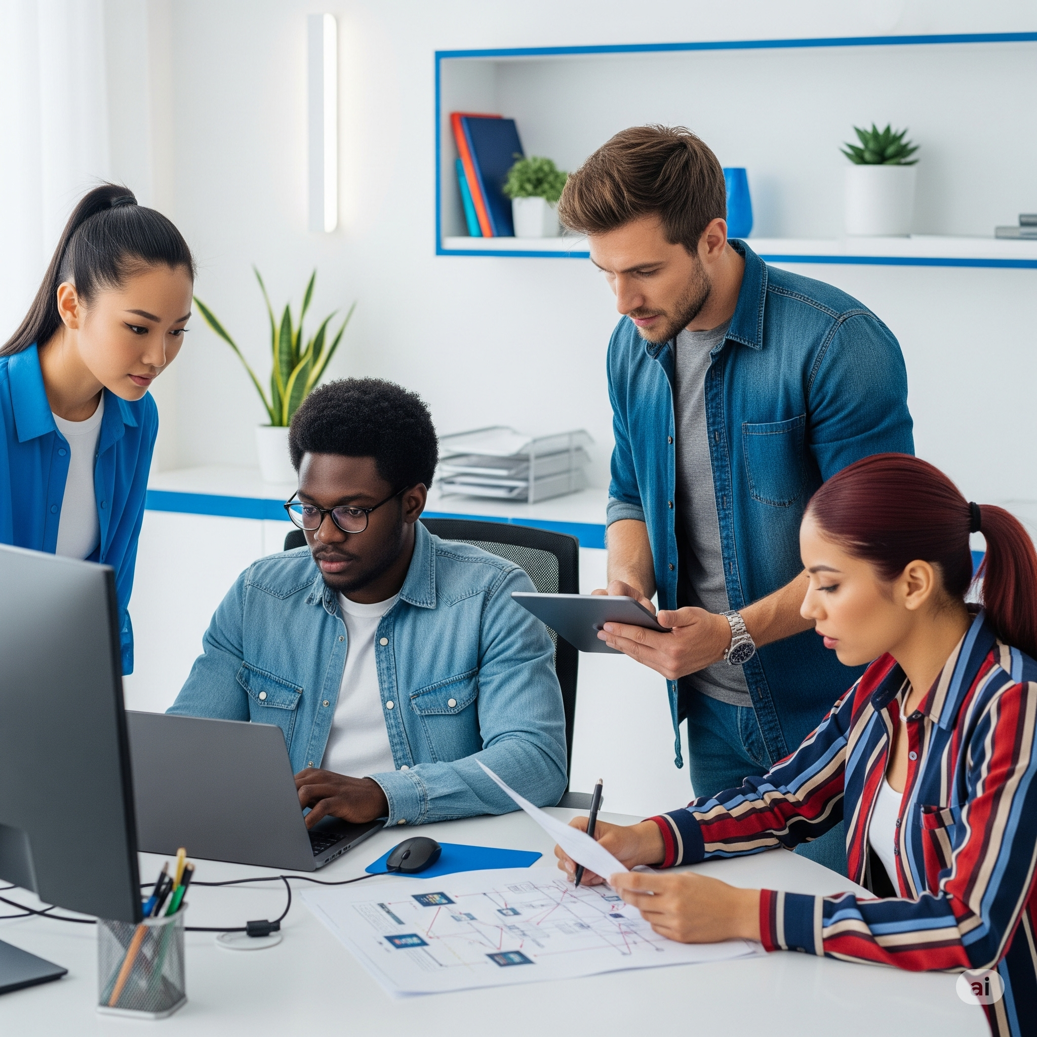 A group of young professionals are working on a penetration test.